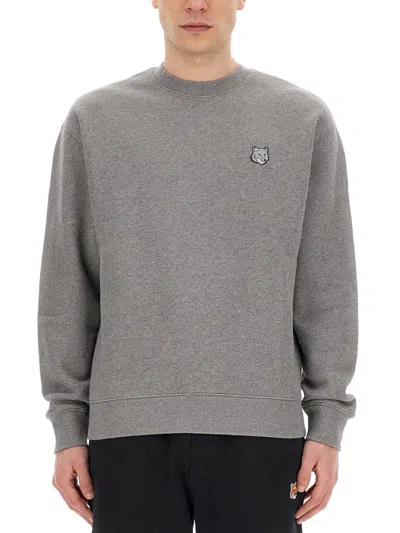 Maison Kitsuné Sweatshirt With Fox Patch In Grey