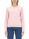 Maison Kitsuné Logo-appliqué Cotton Sweatshirt In Pink