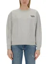 Maison Kitsuné Logo-embroidered Cotton Sweatshirt In Grey