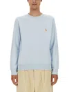Maison Kitsuné Sweatshirt With Logo Patch In Blue
