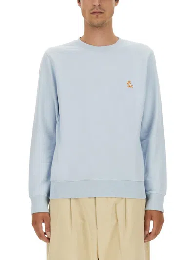 Maison Kitsuné Sweatshirt With Logo Patch In Blue