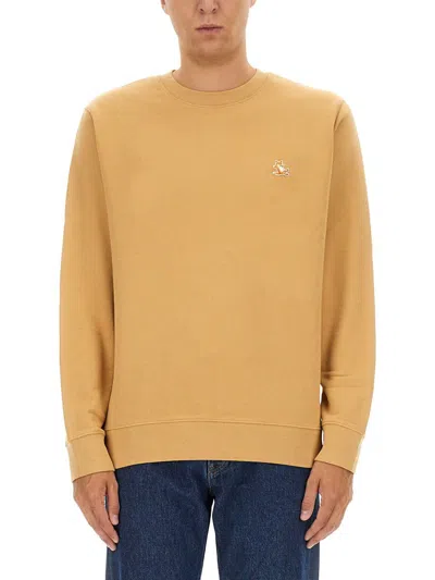 Maison Kitsuné Sweatshirt With Logo Patch In Yellow