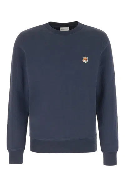 Maison Kitsuné Fox-embroidered Sweatshirt In Blue