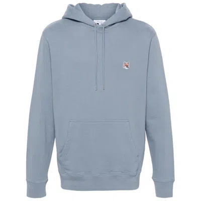 Maison Kitsuné Fox Head Hoodie In Blue