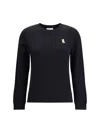 Maison Kitsuné Lady Fox Cotton Crewneck Sweatshirt In Black