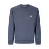 Maison Kitsuné Striped Cotton Sweatshirt Button-down Collar In Blue