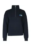 Maison Kitsuné Navy Blue High Neck Sweatshirt In Deepnavy