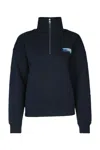 Maison Kitsuné Navy Blue High Neck Sweatshirt In Deepnavy