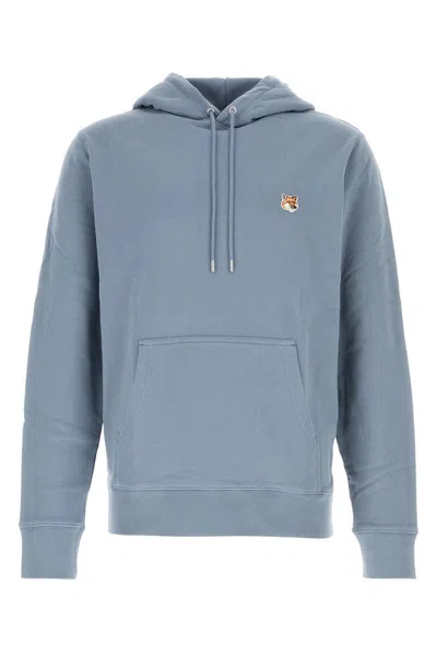 Maison Kitsuné Fox Head Patch Regular Hoodie-l Nd Maison Kitsune Male In Moonlightblue