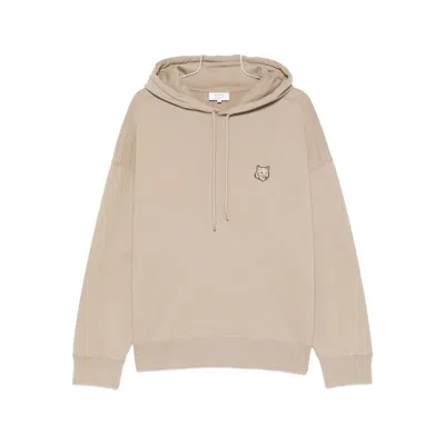 Maison Kitsuné Drawstring Fox-motif Hoodie In Neutral