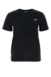 Maison Kitsuné Black Crewneck T-shirt With Baby Fox Logo Patch On The Front In Cotton Woman