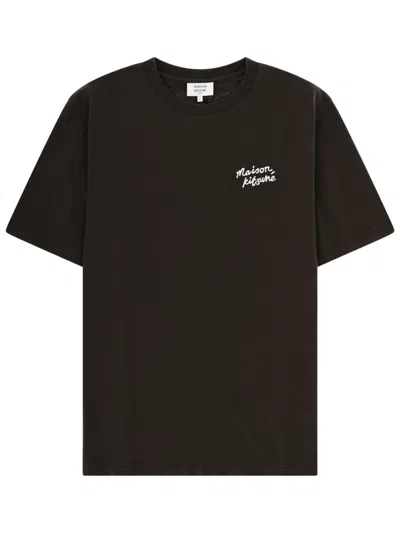 Maison Kitsuné T Shirt Con Logo In Brown