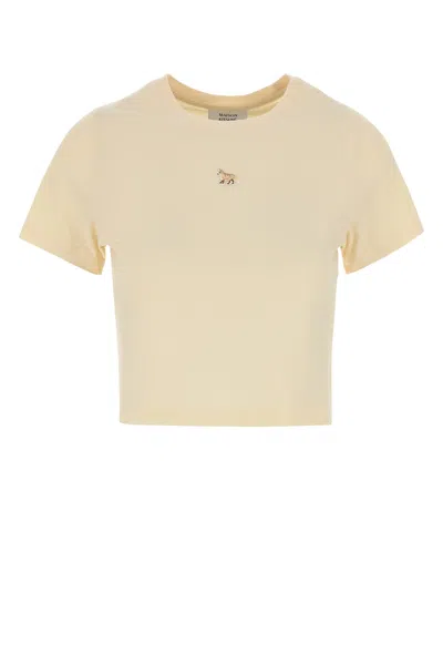 Maison Kitsuné T-shirt In Cotone Giallo Pastello Donna In Yellow