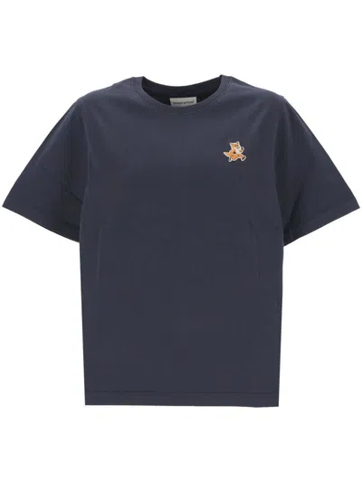 Maison Kitsuné Blue T-shirt With Speedy Fox Patch