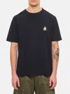 Maison Kitsuné Black T-shirt With Fox Head Patch In Cotton In Black