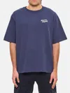 Maison Kitsuné Maison Kitsune Handwriting Embroidery Oversize Tee In Blue
