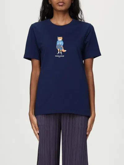 Maison Kitsuné T-shirt  Woman Color Blue In Gold