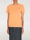 Maison Kitsuné Cotton T-shirt With Fox Patch In Orange