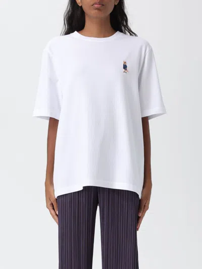 Maison Kitsuné T-shirt  Woman Color White In Burgundy