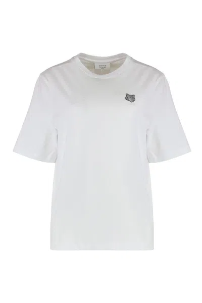 Maison Kitsuné T-shirt Round Neck In Cotton In White