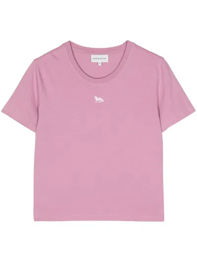 Maison Kitsuné T-shirt With Baby Fox Application In Pink & Purple