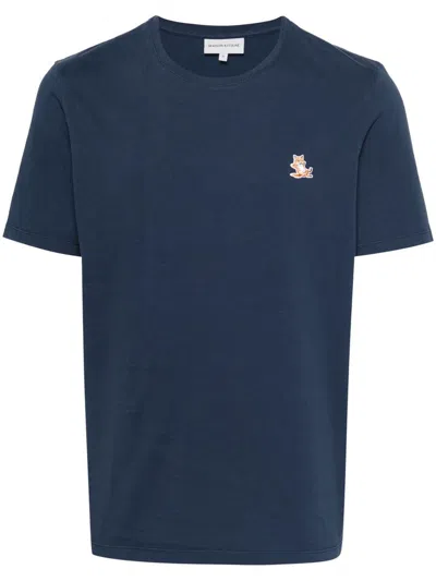 Maison Kitsuné T-shirt With Chillax Fox Application In Blue