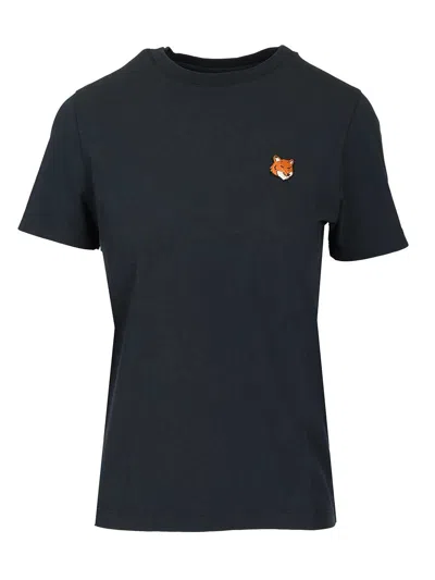 MAISON KITSUNÉ T-SHIRT WITH FOX HEAD EMBROIDERY