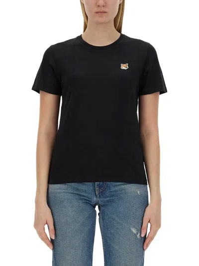Maison Kitsuné T-shirt With Fox Patch In Black