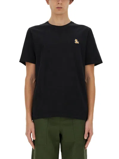 Maison Kitsuné T-shirt With Fox Patch In Black