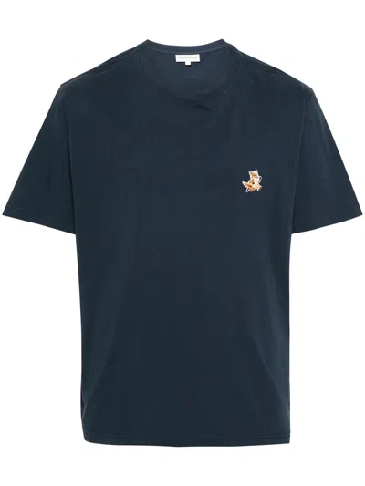 Maison Kitsuné T-shirt With Fox Print In Blue
