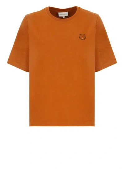 Maison Kitsuné T-shirt With Logo In Orange
