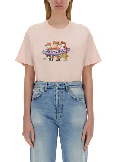 Maison Kitsuné T-shirt With Print In Pink
