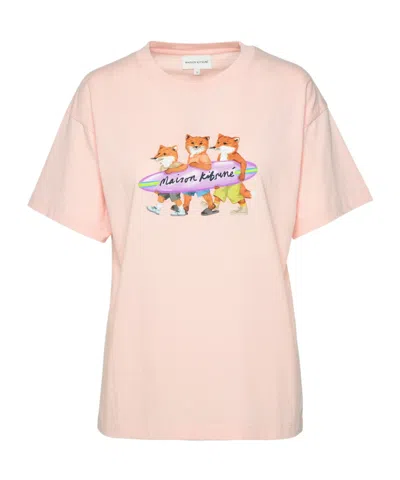 Maison Kitsuné T-shirt With Round Neck And Short Sleeves In Nude