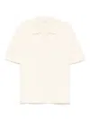 Maison Kitsuné Bold Fox Head Embroidered Knitted Polo In Beige