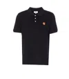 Maison Kitsuné Versatile Short Sleeve Ribbed Collar Polo In Black