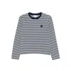 Maison Kitsuné Bold Fox Head Patch Multi Stripes Regular Ls T-shirt-shirt Clothing In Multicolor