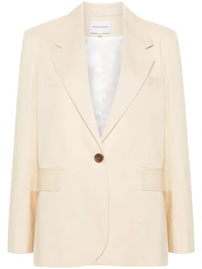 Maison Kitsuné Single-breasted Cream Cotton Jacket In Neutral