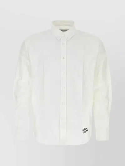 Maison Kitsuné Tailored Cuffed Sleeves Cotton Shirt In Neutral