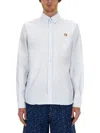 Maison Kitsuné Tailored Long-sleeve Cotton Shirt In Gray