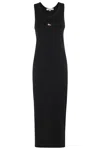 Maison Kitsuné Black Baby Fox Ribbed Tank Midi Dress In Black