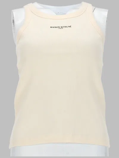 Maison Kitsuné Tank Top Con Logo In Neutral