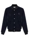 Maison Kitsuné Teddy Navy Cotton Bomber Jacket In Blue