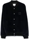 Maison Kitsuné Teddy Navy Cotton Bomber Jacket In Blue