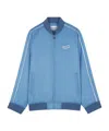 Maison Kitsuné Viscose Jacket With Logo Embroidery In Blue