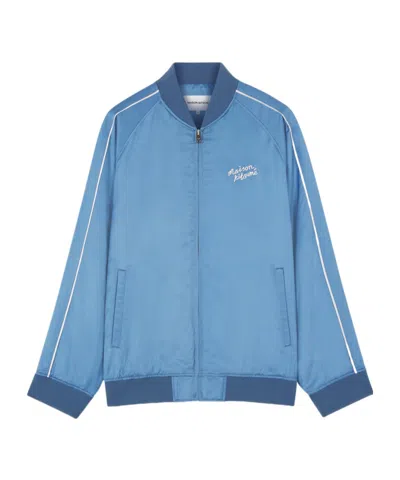 MAISON KITSUNÉ MAISON KITSUNÉ TEDDY LOGO EMBROIDERED SATIN BOMBER JACKET