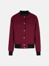 Maison Kitsuné 'teddy' Burgundy Flannel Bomber Jacket In Red