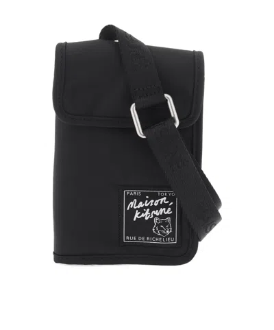 Maison Kitsuné The Traveller Bi-fold Neck Bag In Black