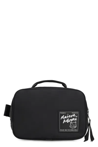Maison Kitsuné The Traveller Nylon Belt Bag In Black