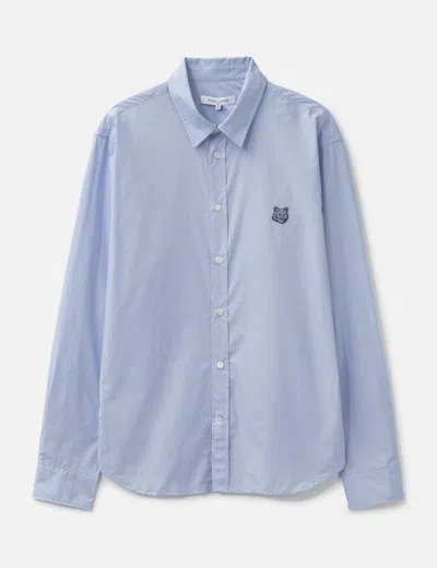 Maison Kitsuné Fox Head Embroidered Long Sleeved Shirt In White