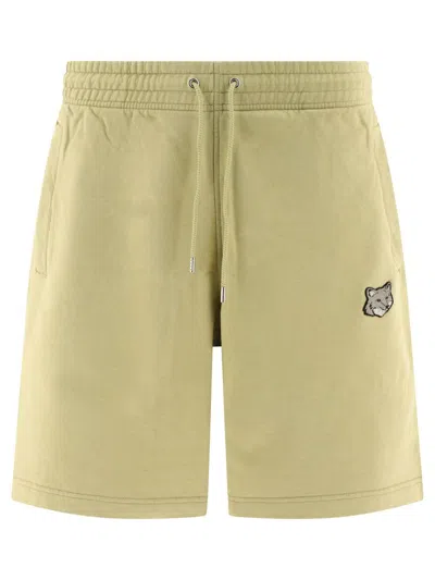 Maison Kitsuné Fox Patched Drawstring Waist Shorts In Green
